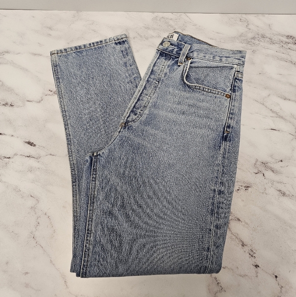 AGOLDE High Rise Straight Leg 100% Cotton Light Blue Jeans 28 Preowned - Picture 3 of 10